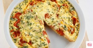 Anti-inflammatory frittata with spinach and sun-dried tomatoes.