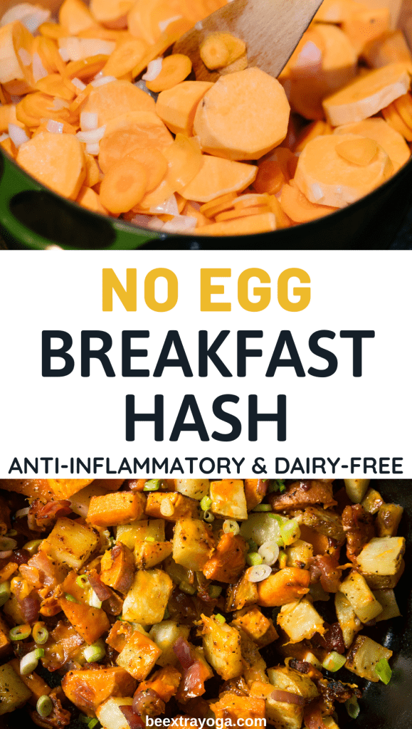 No egg breakfast hash anti-inflammation and dairy free Pinterest pin.