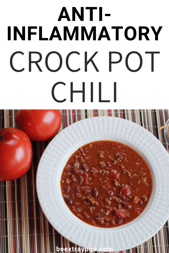 Anti-inflammatory crock pot chili Pinterest pin.