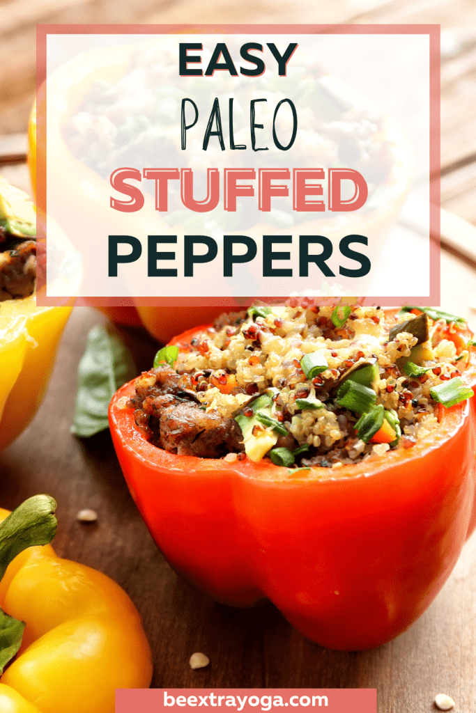 Easy paleo stuffed peppers Pinterest pin.