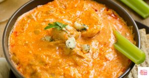 Paleo Buffalo chicken soup chowder in a soup bowl.