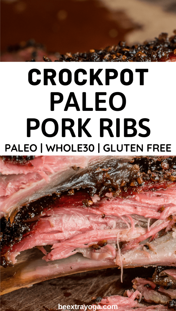 Crockpot paleo pork ribs Pinterest pin.