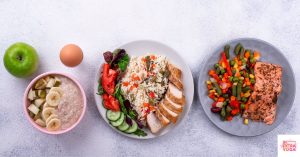 Three different healthy and balanced meals. This article shares hormone balancing recipes.
