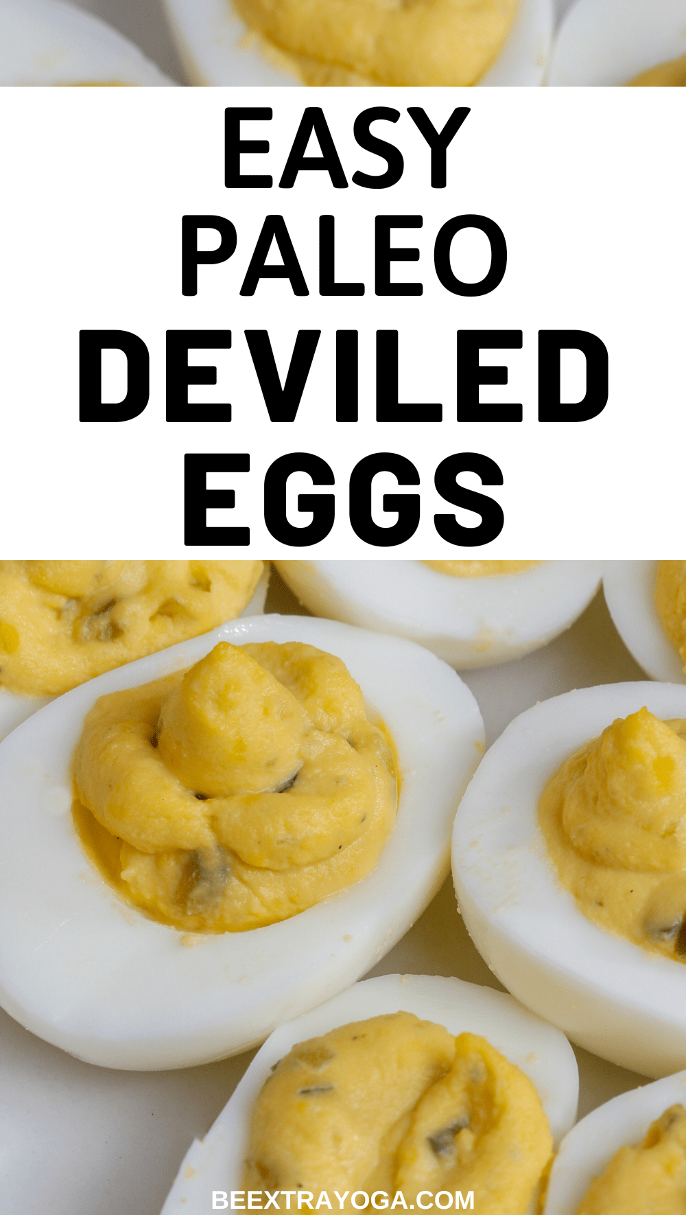 Easy paleo deviled eggs Pinterest pin.